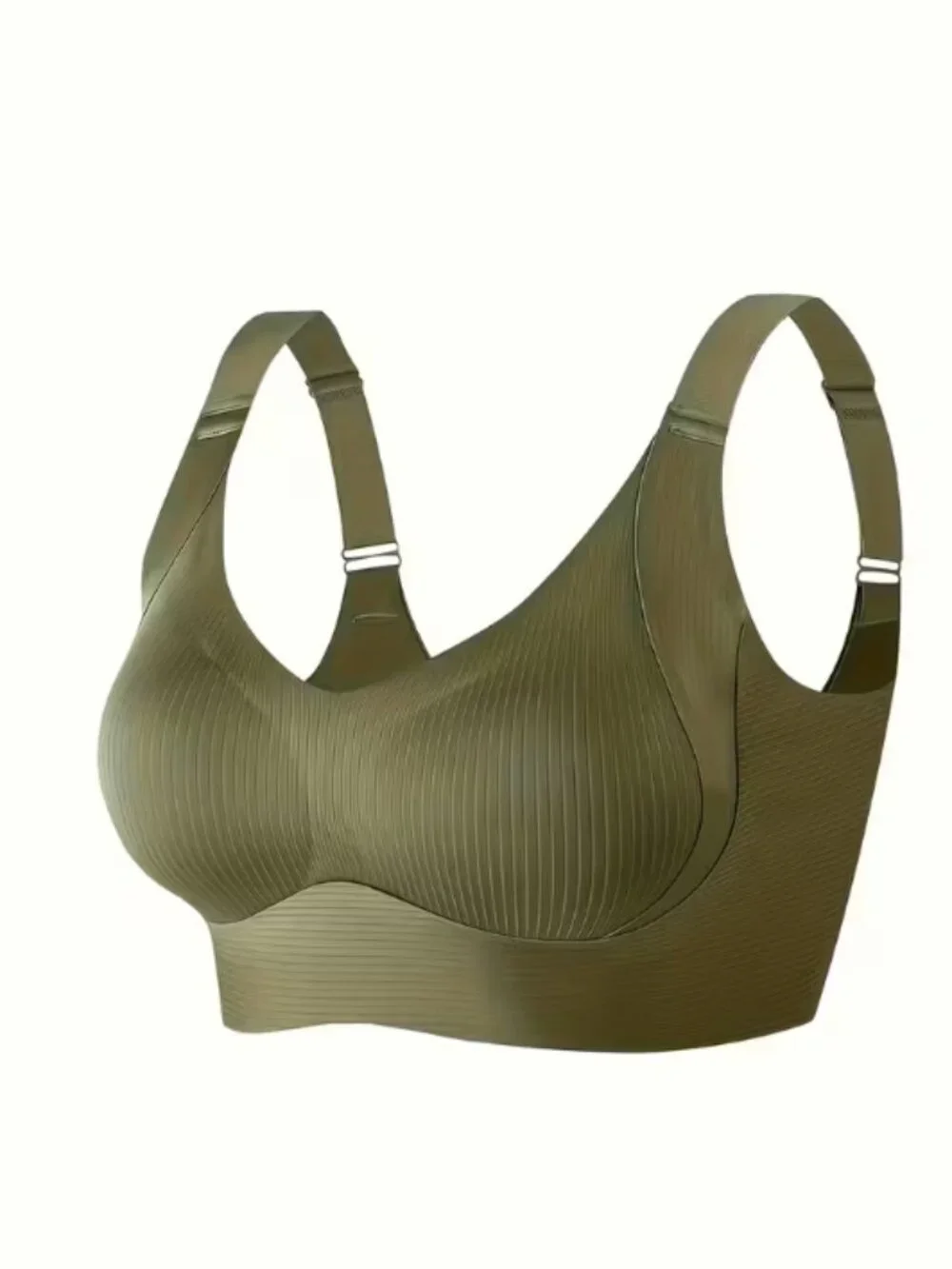 Olive Green Padded Bra Large Adjustable Straps Full Coverage Support NWOT